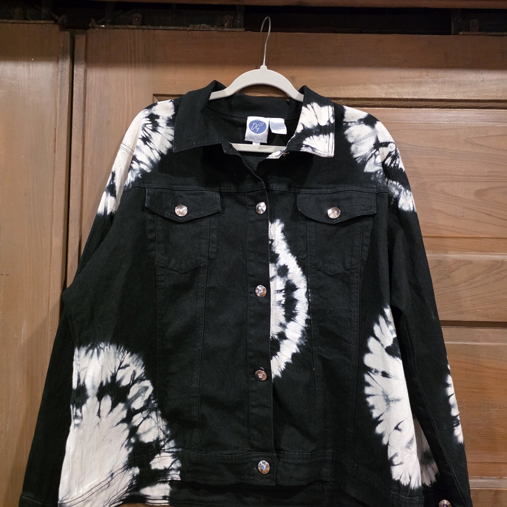 Diane Gilman Black and White Tie-Dye Jean Jacket